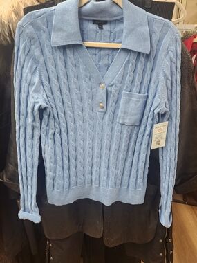 Talbots Light Blue Cable Knit Sweater